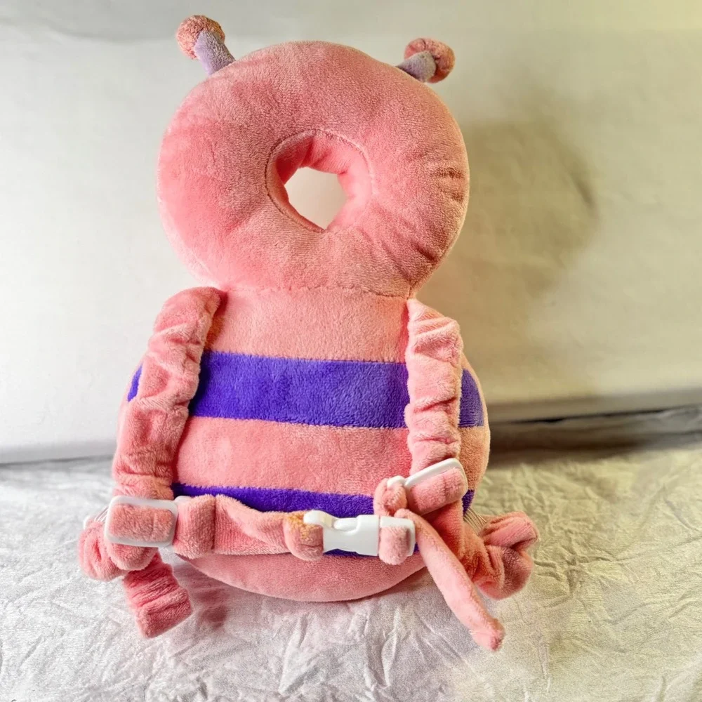 Baby Cushion Backpack‎ Pink Purple Butterfly Plush Head Protection Accessory Top